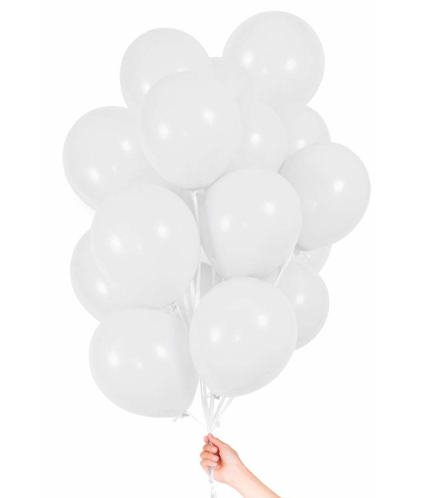30 weisse Ballons mit Band 23cm